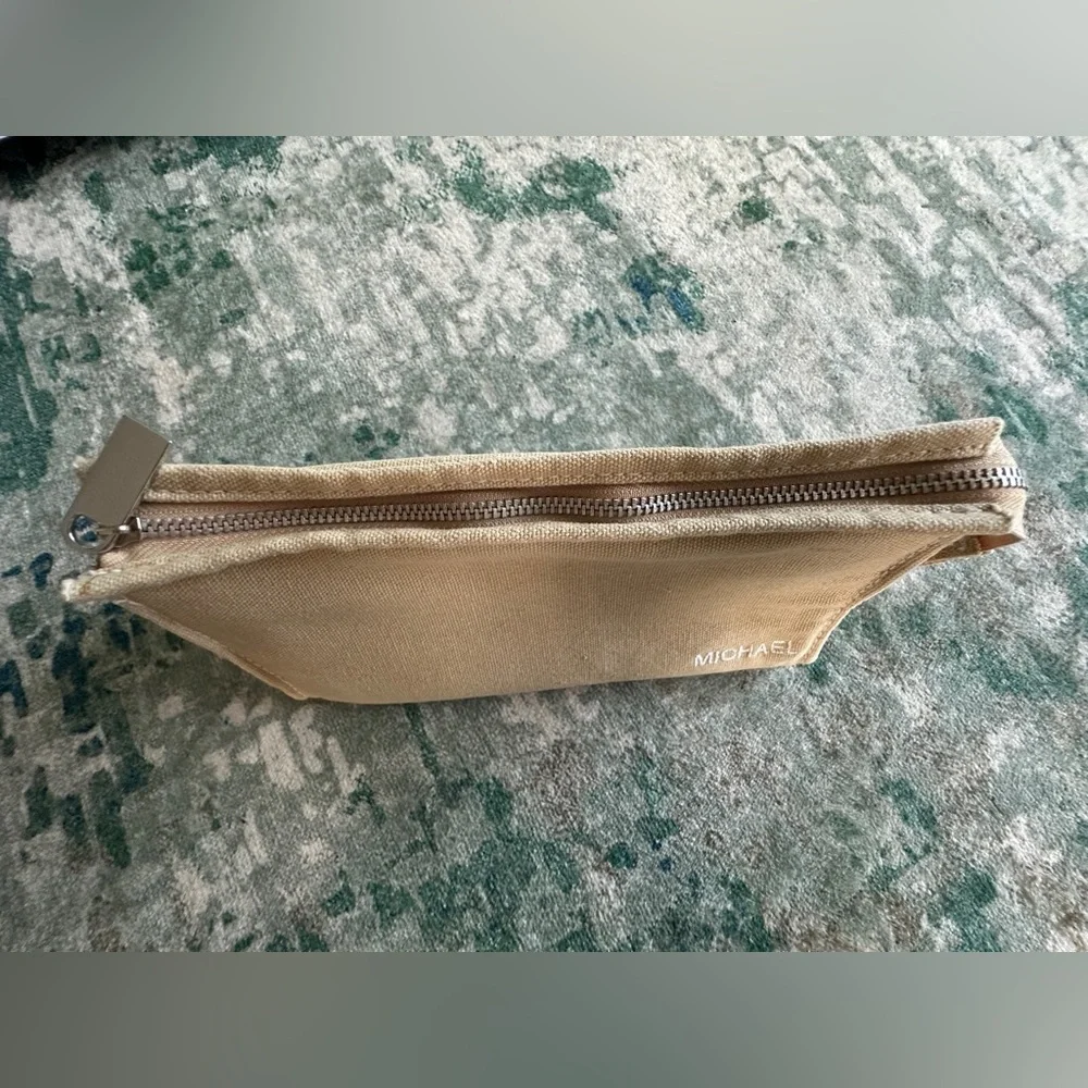 💖 RARE 💝 Vintage Michael Kors Beige Poly Cotton Canvas Makeup Travel Bag 💅 - Picture 3 of 7